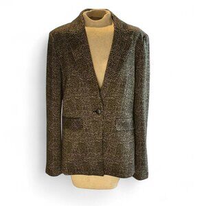 Elie. Elie Tahari Viscose Brown Black Houndstooth Fitted Blazer size 10
